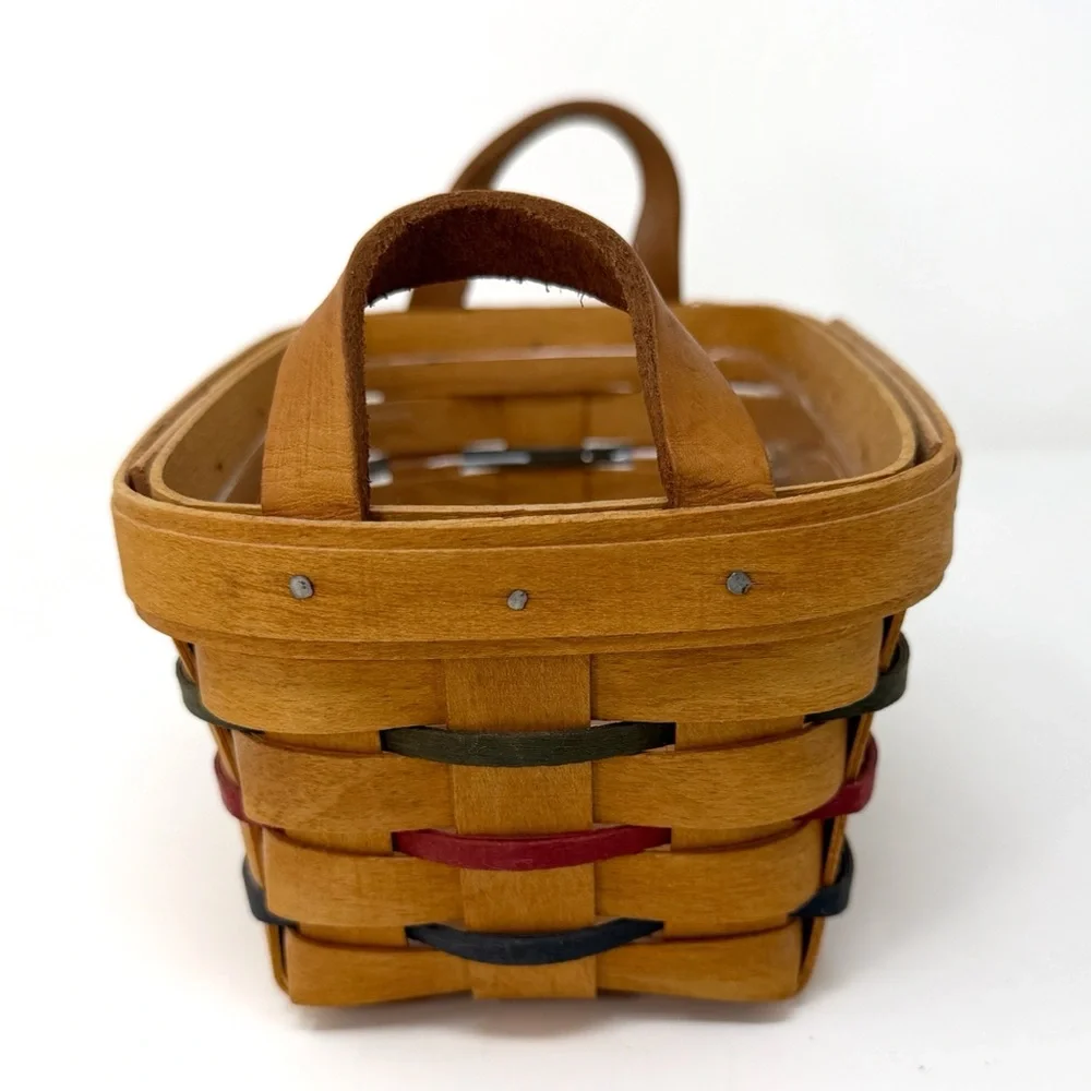 Longaberger Handwoven Basket w/ Leather Handles Small Preloved